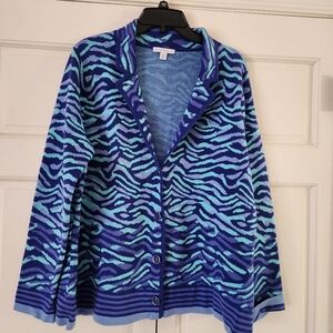 Isaac Mizrahi Vibrant Blue and Purple Blazer.Like New.pit To Pit 24"